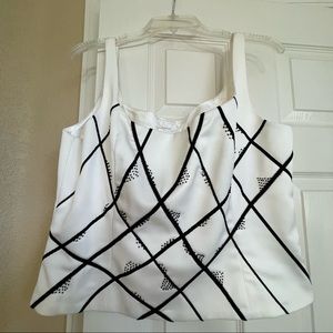 White with black accent decoration, Size 16, dressy tank top